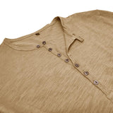 Men's Solid Color Long Sleeve Outdoor Henley Collar Slub Cotton T-Shirt 26528737X