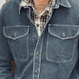 Men's Vintage Washed Denim Shirt Jacket 93663515X