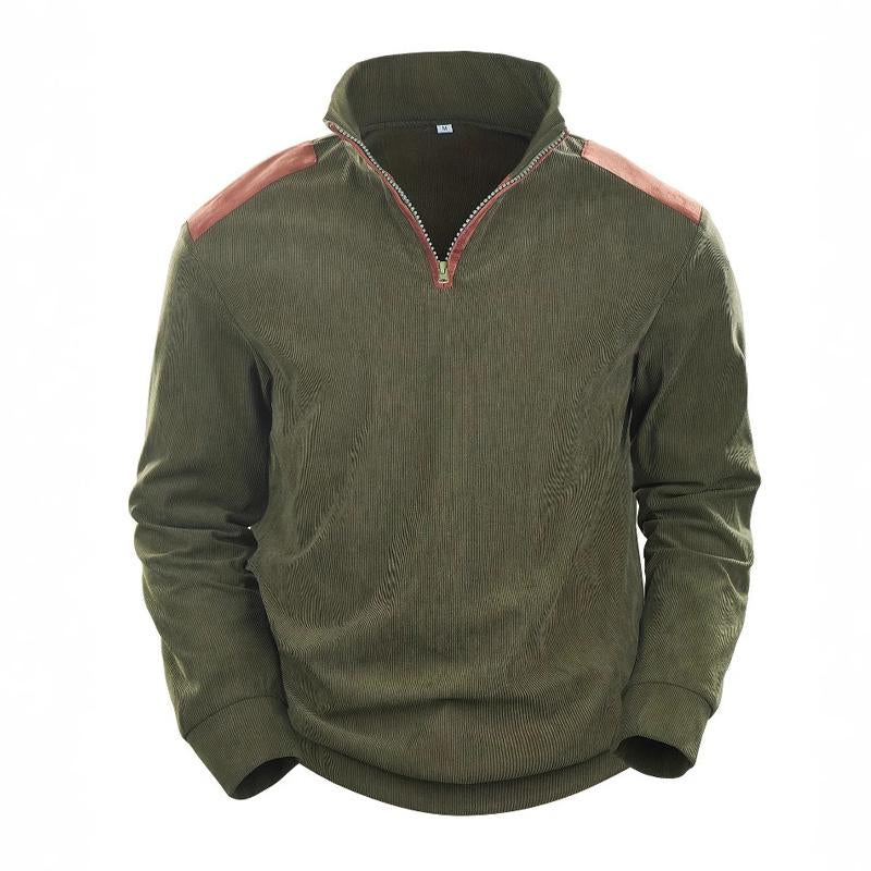 Men's Vintage Patchwork Stand Collar Sweatshirt 05452686X