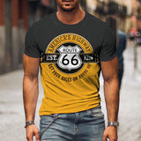 Men's Casual Colorblock Route 66 Short Sleeve T-Shirt 99040030TO
