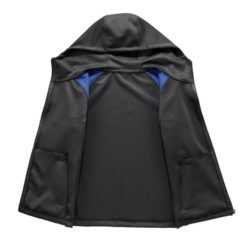 Men's Stylish Gradient Patchwork Hooded Zipper Sports Jacket 71727446M