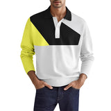 Men's Color Block Button Casual Lapel Polo Shirt 14488976X