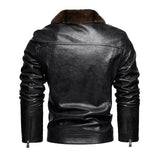 Men's Motorcycle Suit Modern Tough Guy Plus Velvet Leather Jacket 25328893X