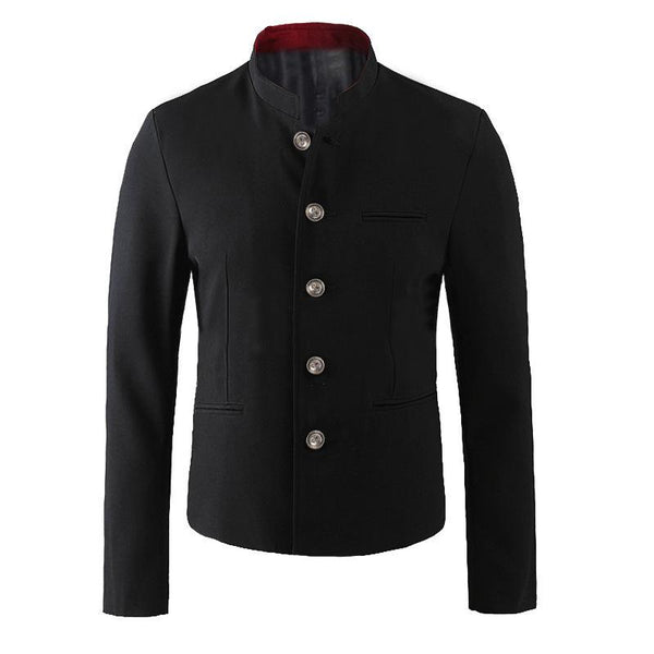 Men's Stand Collar Single Breasted Solid Color Jacket 78857104X