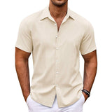 Men's Casual Printed Single Breasted Short Sleeve Shirt 82996209Y