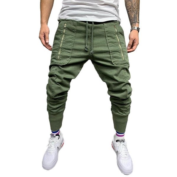 Men's Casual Solid Color Multi-Pocket Drawstring Cargo Pants 46039755Y