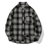 Men's Vintage Plaid Lapel Long Sleeve Shirt 77553952X