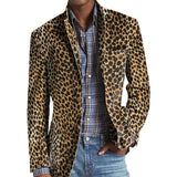 Men's Vintage Leopard Print Multi-Pocket Blazer 89594551X