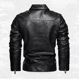 Men's Casual Lapel Leather Motorcycle Jacket 72693764X