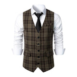 Men's Vintage Plaid Single-breasted Suit Vest 06520256X