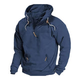 Men's Solid Color Casual Pullover Zipper Hooded Sweatshirt 74333834X