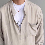Men's Casual Solid Color Henley Collar Long Sleeve Shirt 82277169Y