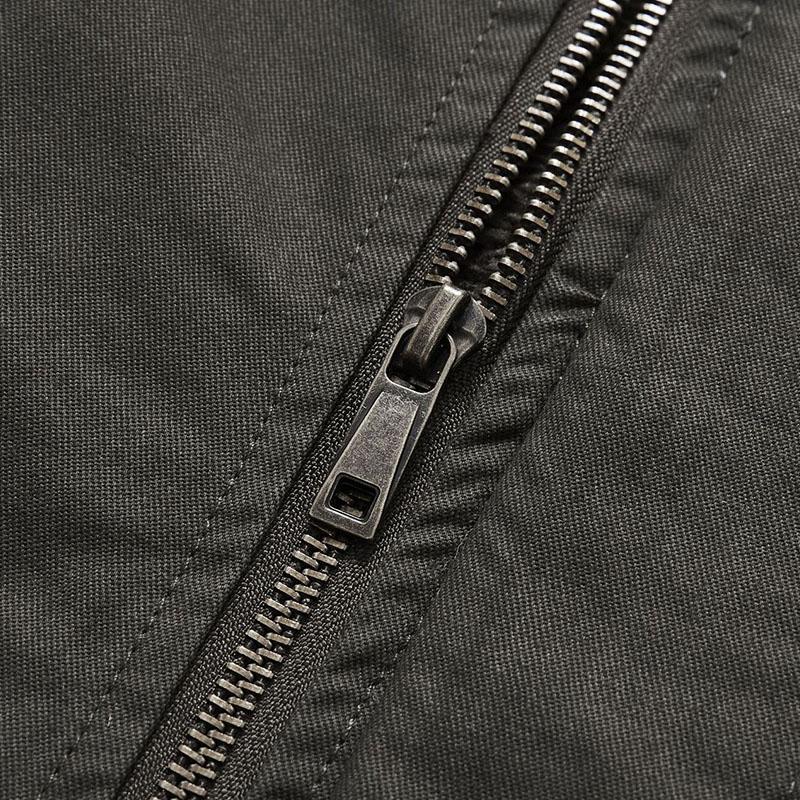 Men's Casual Cotton Multi-Pocket Hooded Zipper Fleece Lined Warm Mid-Length Coat 66242493M