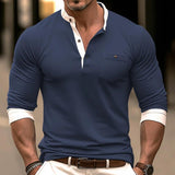 Men's Casual Colorblock Round Neck Long Sleeve Slim Fit T-Shirt 24566330M