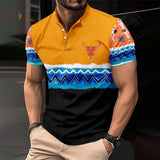 Men's Western Denim Print Button Down Short Sleeve T-Shirt 14668555X
