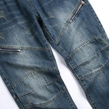 Men's Zipper Decorated Jeans Straight Leg Pants 37961676X