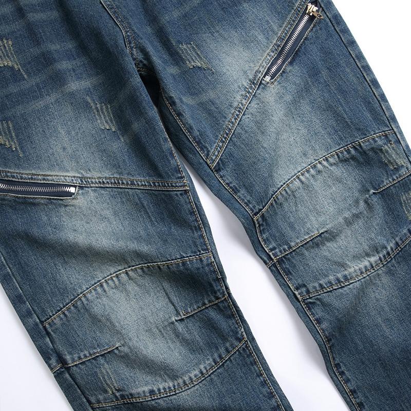 Men's Zipper Decorated Jeans Straight Leg Pants 37961676X