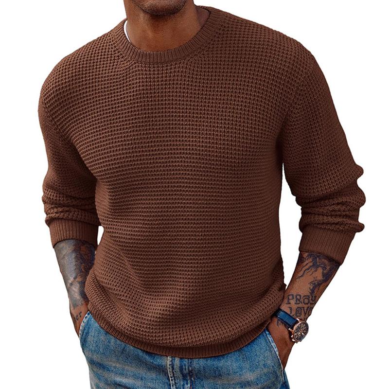 Men's Solid Color Round Neck Pullover Knitted Sweater 54564664X