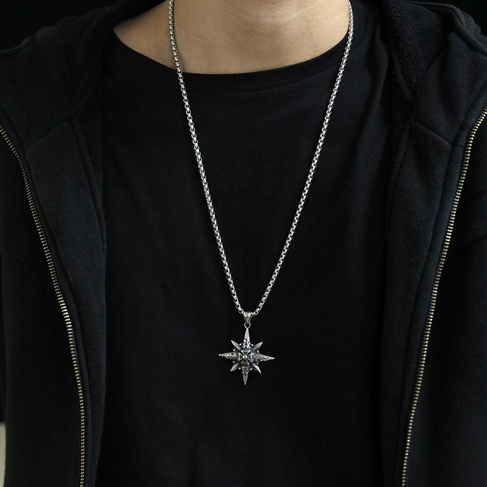 Vintage Casual Octagonal Star Cross Necklace 13169889TO