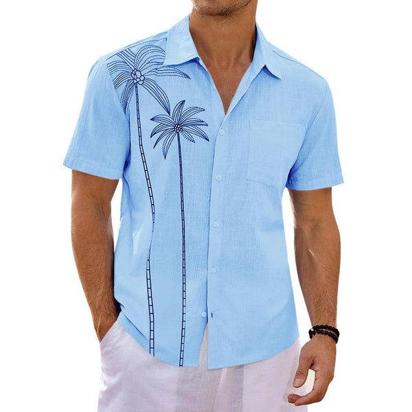 Men's Hawaiian Print Lapel Beach Short Sleeve Shirt 80167288X