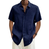 Men's Casual Solid Color Lapel Short Sleeve Shirt 54182499Y