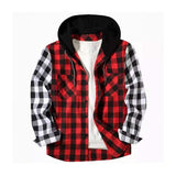 Men's Classic Casual Check Hooded Long Sleeve Shirt 90479460K