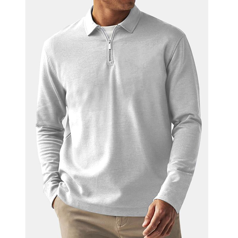 Men's Solid Color Zip-Up Collar Sweatshirt 94700179Y