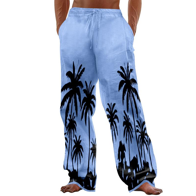 Men's Coconut Tree Print Loose Elastic Waist Casual Pants 32533231Z