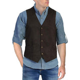 Men's Vintage Solid Color V Neck Single Breasted Vest 36965508X