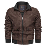 Men's Vintage Solid Suede Lapel Big Pocket Jacket 61949839Y