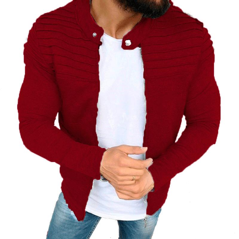 Men's Casual Retro Pleated Zipper Sweatshirt 51297132TO