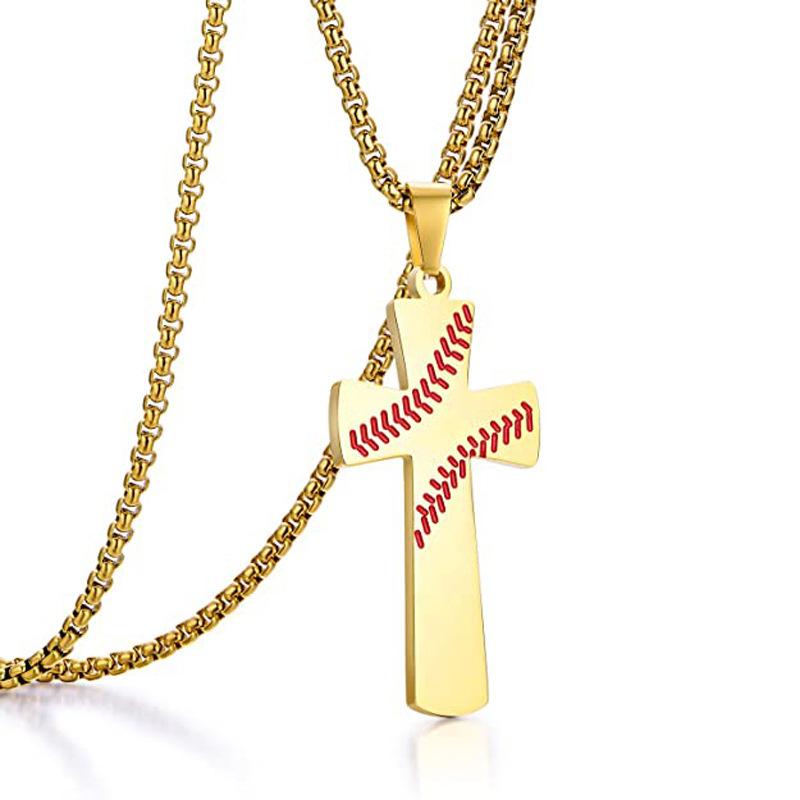 Vintage Baseball Scripture Cross Necklace 35863730TO