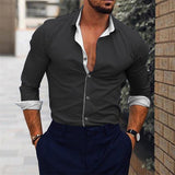Men's Casual Color Block Printed Long Sleeve Shirt 44033453Y