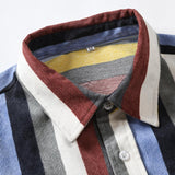 Men's Vintage Corduroy Colorful Stripe Print Long Sleeve Shirt 99000603Y