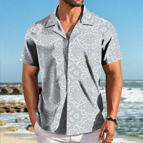 Men's Retro Palace Style Lapel Short-sleeved Shirt 36931661TO