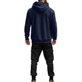 Men's Solid Zipper Collar Long Sleeve Hoodie Multi-pocket Trousers Casual Set 96921494Z