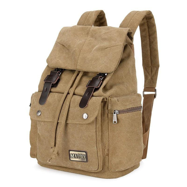 Men's Retro Outdoor Large Capacity Multi-Pocket Canvas Backpack 37317637Y