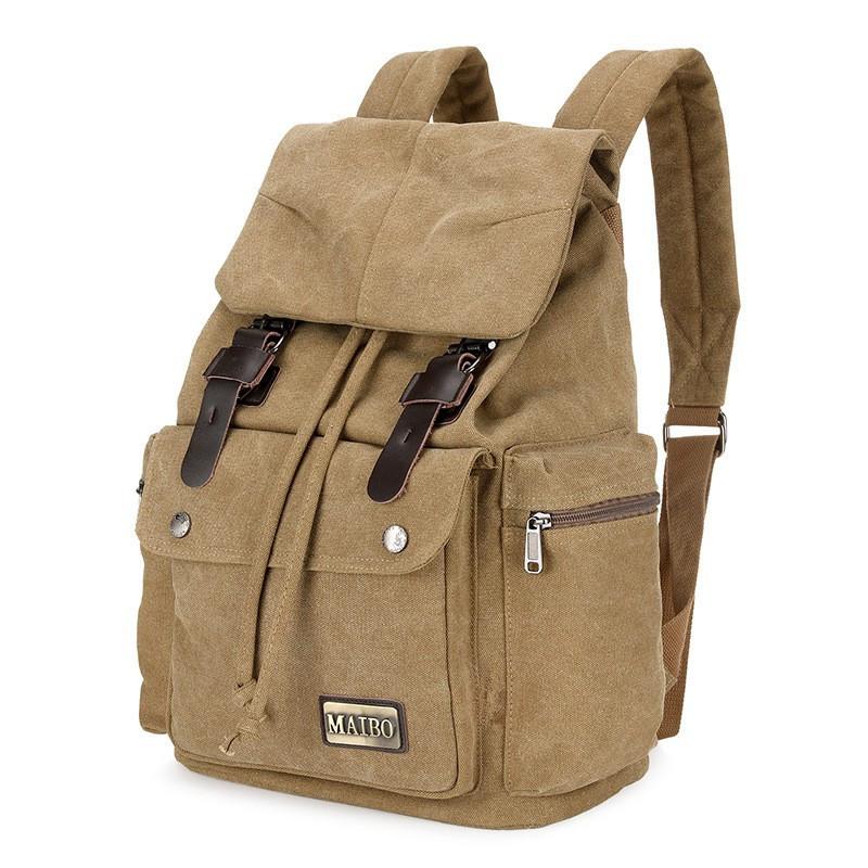 Men's Retro Outdoor Large Capacity Multi-Pocket Canvas Backpack 37317637Y