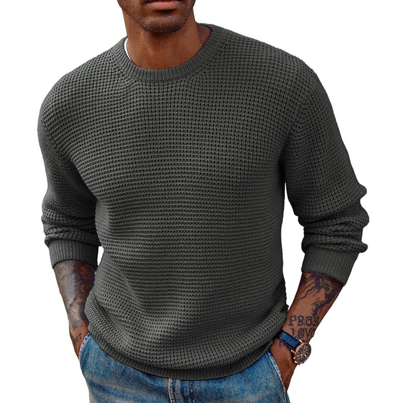 Men's Solid Color Round Neck Pullover Knitted Sweater 54564664X