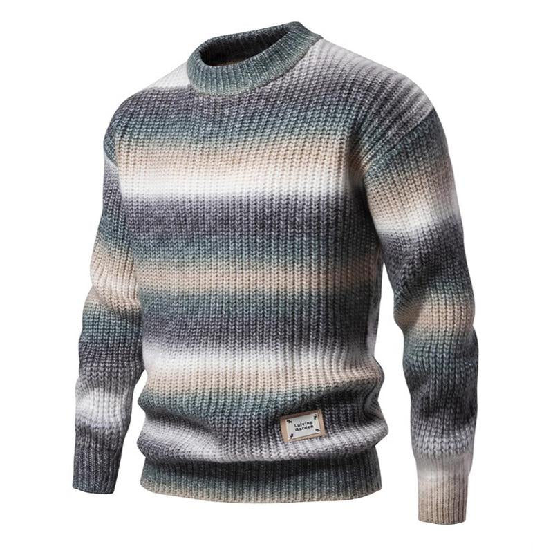 Men's Sheep Wool Colorblock Crew Neck Pullover Sweater 72493663U