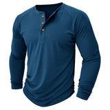 Men's Contrast Long Sleeve Casual Henley T-Shirt 80900545X