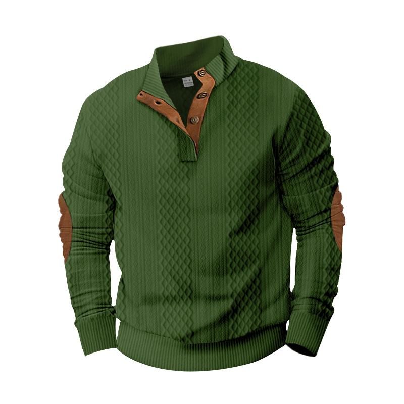 Men's Casual Color Block Jacquard Stand Collar Sweatshirt 64505085Y