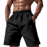 Men's Loose Linen Solid Color Drawstring Shorts 09933942Y
