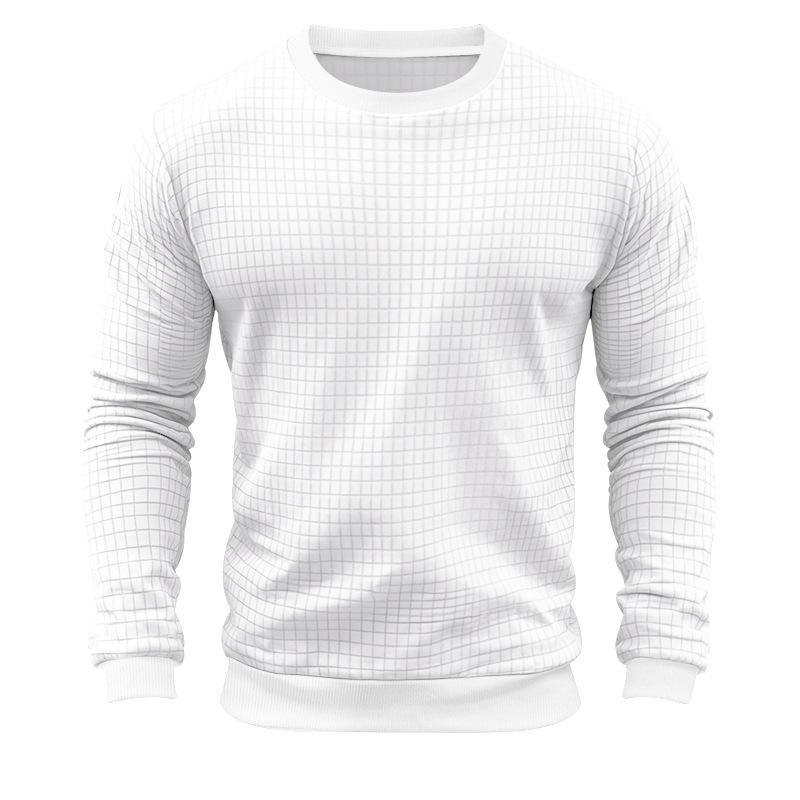 Men's Solid Color Small square Round Neck Long Sleeve T-shirt 43246103Z