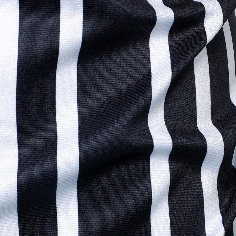 Men's Casual Striped Printed Lapel Long Sleeve Shirt 40123410M