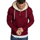 Men's Casual Sports Solid Color Kangaroo Pocket Long Sleeve Hoodie 15193393M