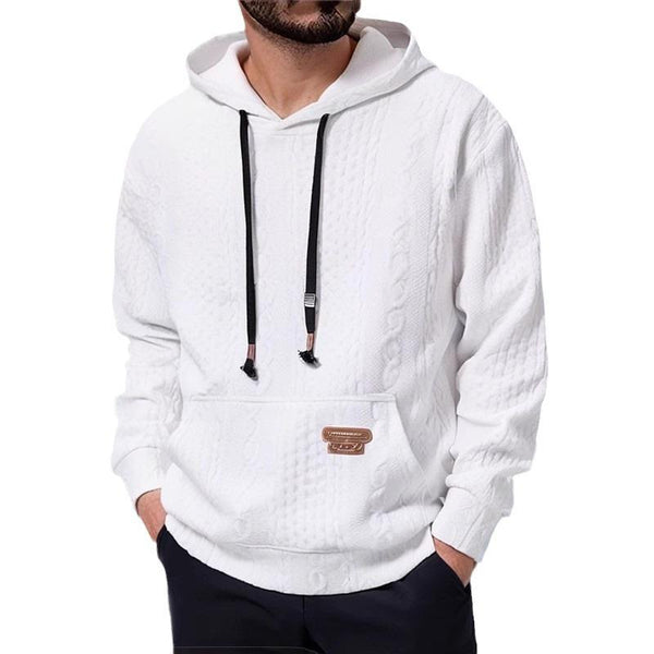 Men's Loose Texture Jacquard Long Sleeve Hoodie 86573636Y