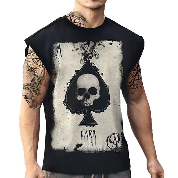 Men's Casual Skull Print Crew Neck Tank Top 90151250Y