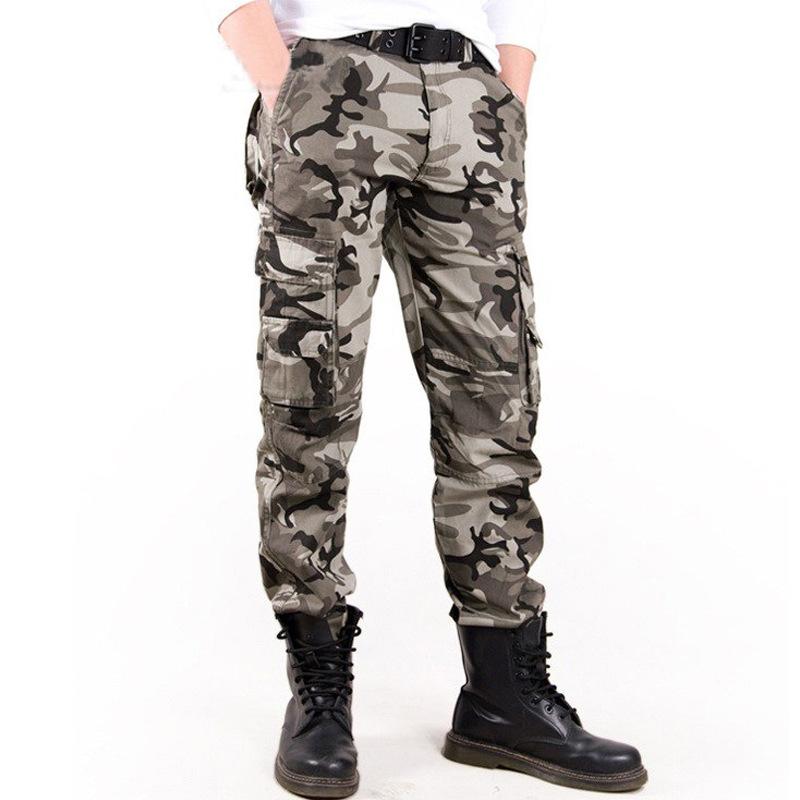 Men's Camouflage Multi-pocket Cotton Loose Cargo Pants 47117902Z