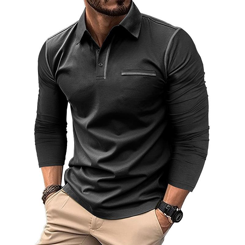 Men's Casual Lapel Slim Fit Long Sleeve Polo Shirt 94947703M